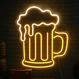 Beer Mug Neon Sign – Bright LED Wall Decor for Bar, Garage, or Man Cave
