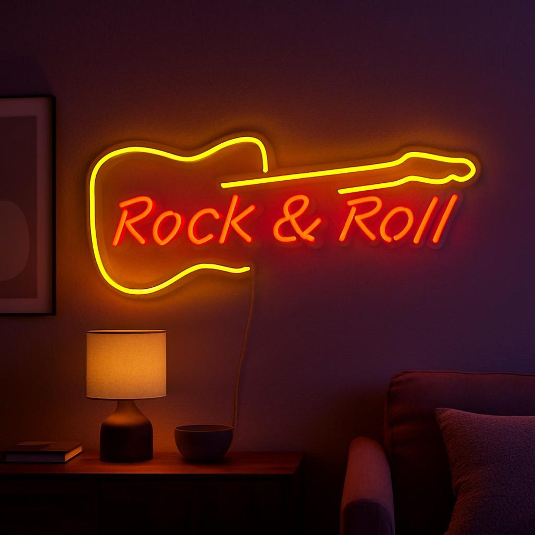 ロックンロールネオンサイン - 音楽室、スタジオ、バー用のLED