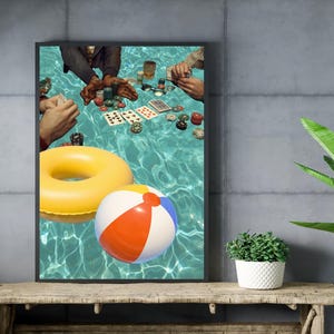Arte mural de póker retro / Impresión vintage para sala de juegos de casino / Arte de piscina de verano / Decoración de bar imprimible / Descarga digital / Arte mural instantáneo