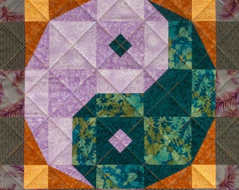 Yin Yang Checkerboard Patchwork Quilt Block Pattern