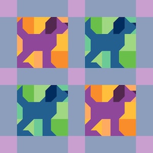 Puppy Nine-Patch Patchwork Quilt Block Pattern image 2