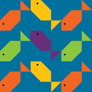 Fishy Nine-Patch Patchwork Quilt Block Pattern image 4