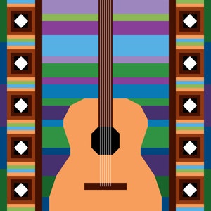Solo Guitar Patchwork Quilt Art Pattern image 4