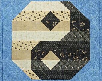 Yin Yang Snowball Patchwork Quilt Block Pattern