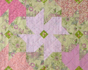 Tessellating Blossoms Patchwork Quilt Block Pattern