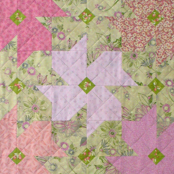 Tessellating Blossoms Patchwork Quilt Block Pattern