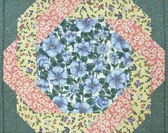 Octagon Rose Patchwork Quilt Block Pattern