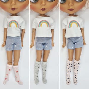 Knee High Socks in Light Colours for Blythe Doll Neo Size 1:6 Scale