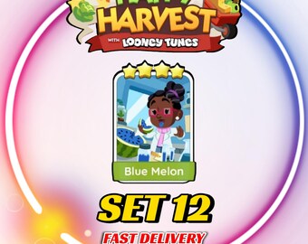 Blue Melon - Set 12 - MonopolyGo Sticker 4 Star - Happy Harvest Album