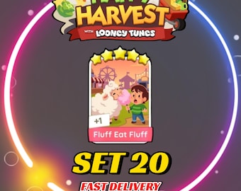 Fluff Eat Fluff - Set 20 - MonopolyGo Sticker 5 Star - Happy Harvest Album