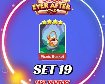 Ensemble de 19 paniers de pique-nique - Autocollants MonopolyGo 4 étoiles - Album EVER_AFTER