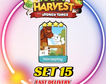Horseplay - Set 15 - MonopolyGo Sticker 4 Star - Happy Harvest Album