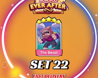 La bête, lot de 22 - Stickers MonopolyGo 5 étoiles - Album EVER_AFTER