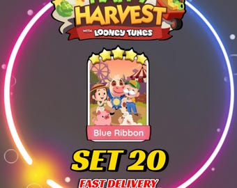 Blue Ribbon - Set 20 - MonopolyGo Sticker 5 Star - Happy Harvest Album