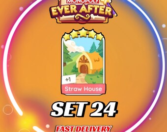 Lot de 24 maisons en paille - Stickers MonopolyGo 5 étoiles - Album EVER_AFTER