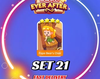 Ensemble de 21 chaises Papa Bear - Autocollants MonopolyGo 4 étoiles - Album EVER_AFTER