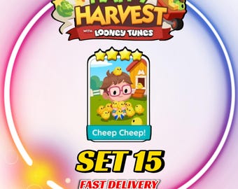 Cheep Cheep! - Set 15 - MonopolyGo Sticker 4 Star - Happy Harvest Album