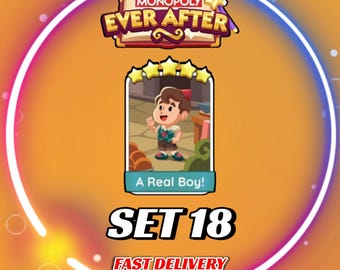 Lot de 18 A Real Boy - Stickers MonopolyGo 5 étoiles - Album EVER_AFTER