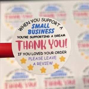 Small Business 5 Star Review Stickers - Choose Your Amount - Choose Your Size -  Choose Your Finish