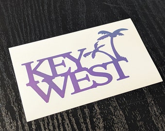 Key West Palm Trees Permanent Vinyl Decal Sticker in Gorgeous Holographic or White ~ Black