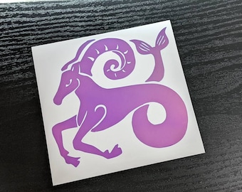 Capricorn Zodiac Sea Goat Permanent Vinyl Decal in Gorgeous Holographic or Various Colors