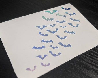 Bats Silhouette Halloween Permanent Vinyl Decal Sticker in Gorgeous Holographic or White ~ Black
