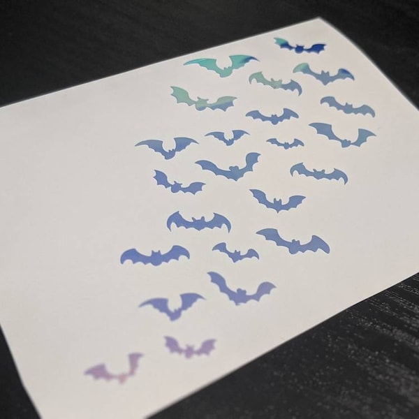 Bats Silhouette Halloween Permanent Vinyl Decal Sticker in Gorgeous Holographic or Various Colors