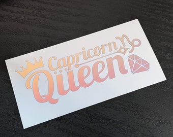 Capricorn Queen Zodiac Symbol Permanent Vinyl Decal in Gorgeous Holographic or Various Colors