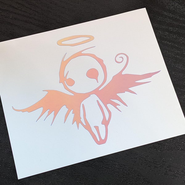 VooDoo Angel Guardian Angel Permanent Vinyl Decal in Gorgeous Holographic or Various Colors