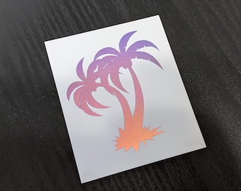 Palm Tree Permanent Vinyl Decal Sticker in Gorgeous Holographic or White ~ Black