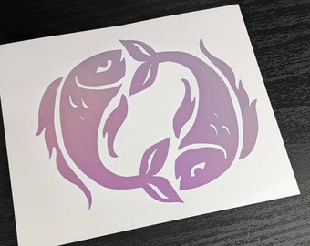 Pisces Zodiac Sign Fish Permanent Vinyl Decal in Gorgeous Holographic or Various Colors