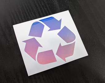 Recycle Symbol Permanent Vinyl Decal Sticker in Gorgeous Holographic or Various Colors