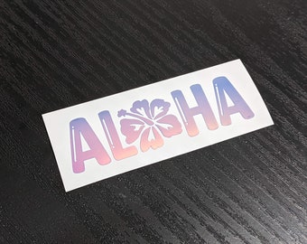 Aloha Permanent Vinyl Decal Sticker in Gorgeous Holographic or Various Colors