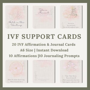 Printable IVF affirmation cards for TTC digital journal prompts for infertility miscarriage emotional support cards IVF giftable journal