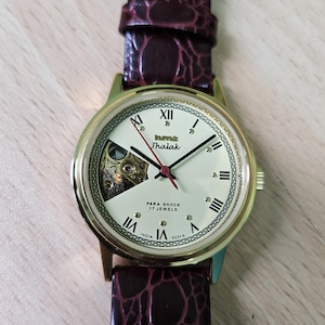 Vintage HMT Jhalak Roman Numerals Skeleton Dial Manual Winding 17 Jewels Wrist Watch For Mens & women