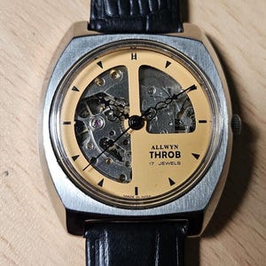 Vintage ALLWYN THROB By Seiko Skeleton Dial Manual Winding 17 Jewels Wrist Watch For Mens & women
