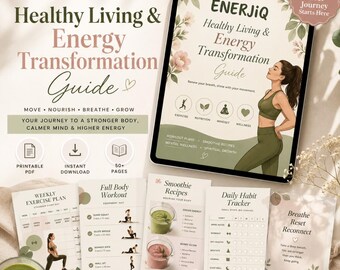 Printable Wellness Planner, 7 Day Fitness Meal Guide, Habit Tracker (Digital Download)