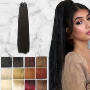 Yaki Straight Long 24” Ponytail Hair Extensions, Choose Any Colour, Braiding Hair, Heat Resistant Synthetic Blonde, Brown, Black