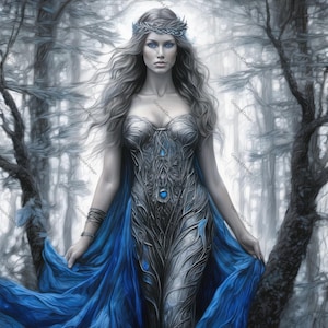 Whispers of Gaia | 5x Mother Nature Prints | Digital Download | Enchanting Blue Earth Goddess Art