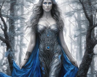 Whispers of Gaia | 5x Mother Nature Prints | Digital Download | Enchanting Blue Earth Goddess Art