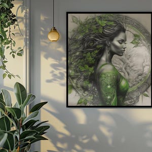 Whispers of Gaia | 5x Mother Nature Prints | Digital Download | Enchanting Green Goddess Art