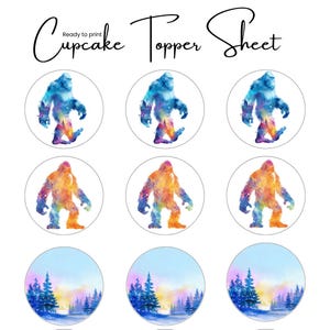 Big Foot Birthday Cup Cake Toppers, Adorable Party Supplies for Celebrations, Kids Fun, matching party invite available