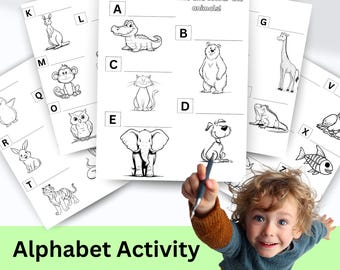 Alphabet Learning Binder, Preschool Activity Worksheets (Digital Download)