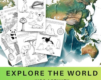 Pacote de planilhas de geografia mundial: páginas para colorir para crianças (para imprimir)