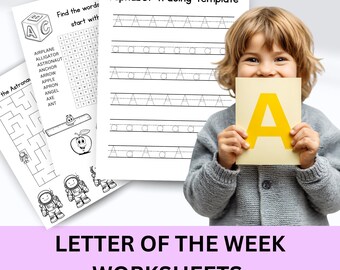 Letter A Alphabet Busy Book, Preschool Printable Worksheets (Digital Download)