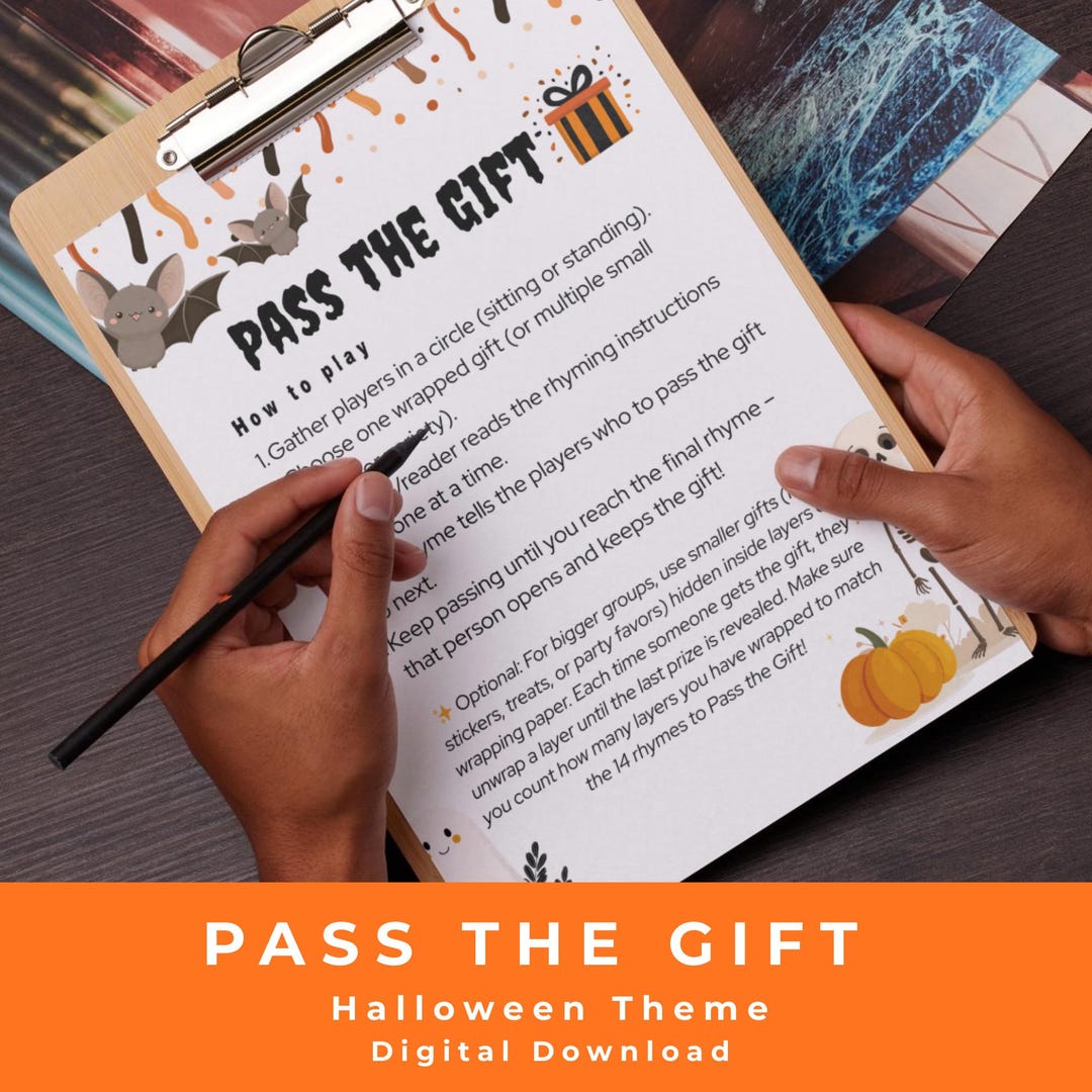 Pass the Present Game Halloween Theme, Kids Birthday Party, Printable ...