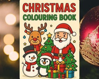 子供向けクリスマスぬり絵ブック – 29ページの印刷可能なクリスマスアクティビティ – PDFデジタルダウンロード