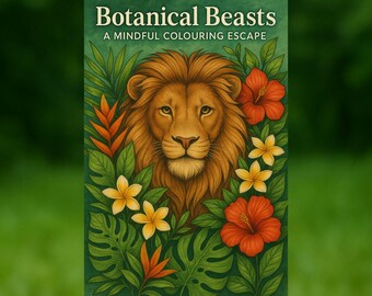 大人のための植物獣の塗り絵 | 自然と動物のぬり絵 | ストレス解消アートセラピー PDF 印刷可能