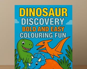 子供向け恐竜ぬり絵ブック | ユニークな 27 ページ | 印刷可能な A4 楽しいアクティビティ ブック | 簡単な恐竜ぬり絵シート | すぐにダウンロード。