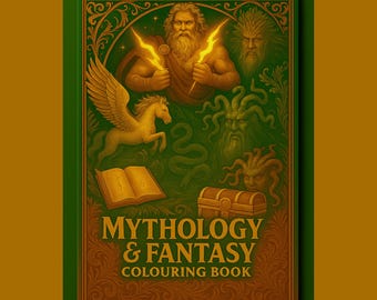 大人とティーン向けの神話とファンタジーの塗り絵 | 22ページの印刷可能なPDF | ギリシャの神々、生き物、魔法のシーン